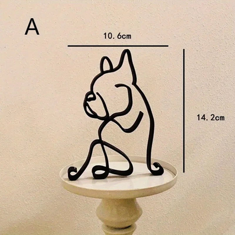 Creative Art Sculpture Metal Dog Abstract Minimalist Art Iron Figurines Office Desktop Accessories For Home Decoration Suppli