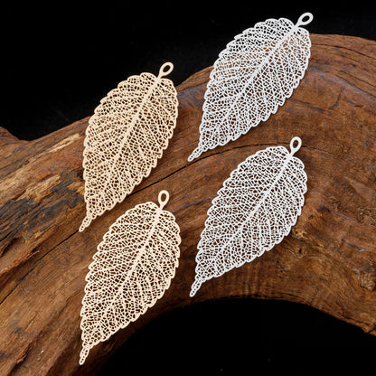 10pcs 23*56mm Long Leaf Filigree Charms Hollow Exquisite Leaf Pendants for DIY Accessories B4823