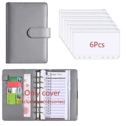 2026 A6 Binder Budget PU Leather PlannerPockets Expense Budget Sheets Notebook Cash Envelope Organizer System with Clear Zipp