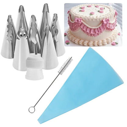 8/10pcs Russian Piping Tips Set Icing Piping Nozzles Reusable Frosting Pastry Bags Fondant Smoother Cake Baking Decorator Too