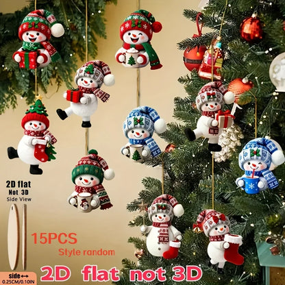15 Pieces in a Random Assortment of Styles, Christmas Snowmen in Various Poses Holding Christmas Gifts, Handmade Christmas Ha