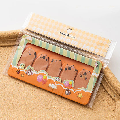 150 Sheets/Pack Cartoon Animals Sticky Notes Capybara Panda Cat Notepaper Memo Clips Decorative Paper Bookmarks Office School