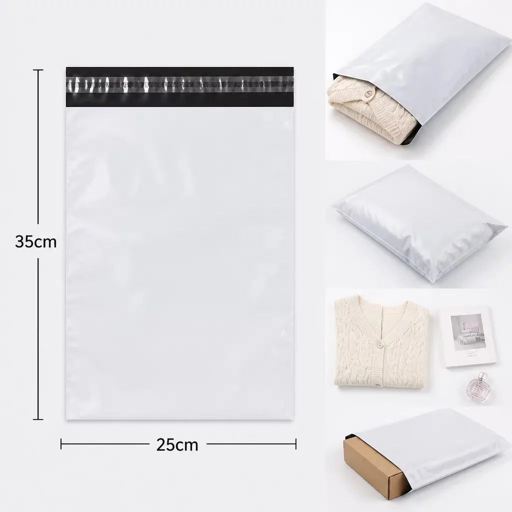 50Pcs White Courier Mailer Bags Packaging Poly Package Plastic Self-Adhesive Mailing Express Bag Envelope Postal Pouch Mailin