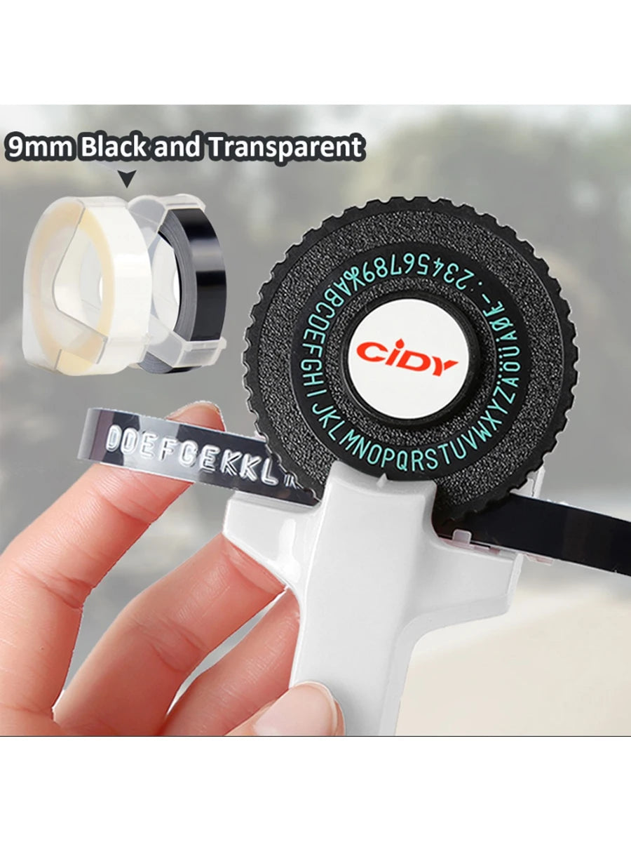 C101 3D Embossing Typewriter Labeling Machine Manual Labeller Compatible Dymo Printer Labels for Dymo 12965 Label Make - Whit