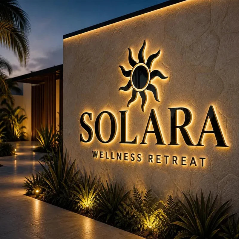 Custom LED Backlit Sign Letters 3D Illuminated Business Brand Logo for Office Company Name Coffee Shop Clinic Outdoor Signboa