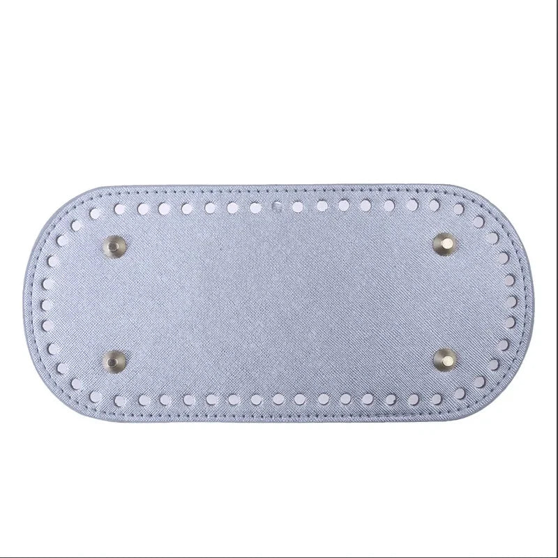 22x10cm Long Bottom for Knitted Bag PU leather Bag Base Handmade Bottom With Holes Diy Crochet Bag Bottom accessories - Silve