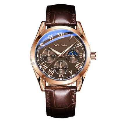 Fashion Men Luxury Watches Mens Business PU Leather Quartz Watch Gifts For Male Calendar Wristwatch Relogio Masculino - As sh