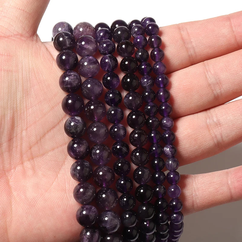 Natural Stone 4 6 8 10 12mm Round Tiger Eye Amethyst Agate Jades Stone Spacer Bead For Jewelry Making Diy Bracelet Needlework