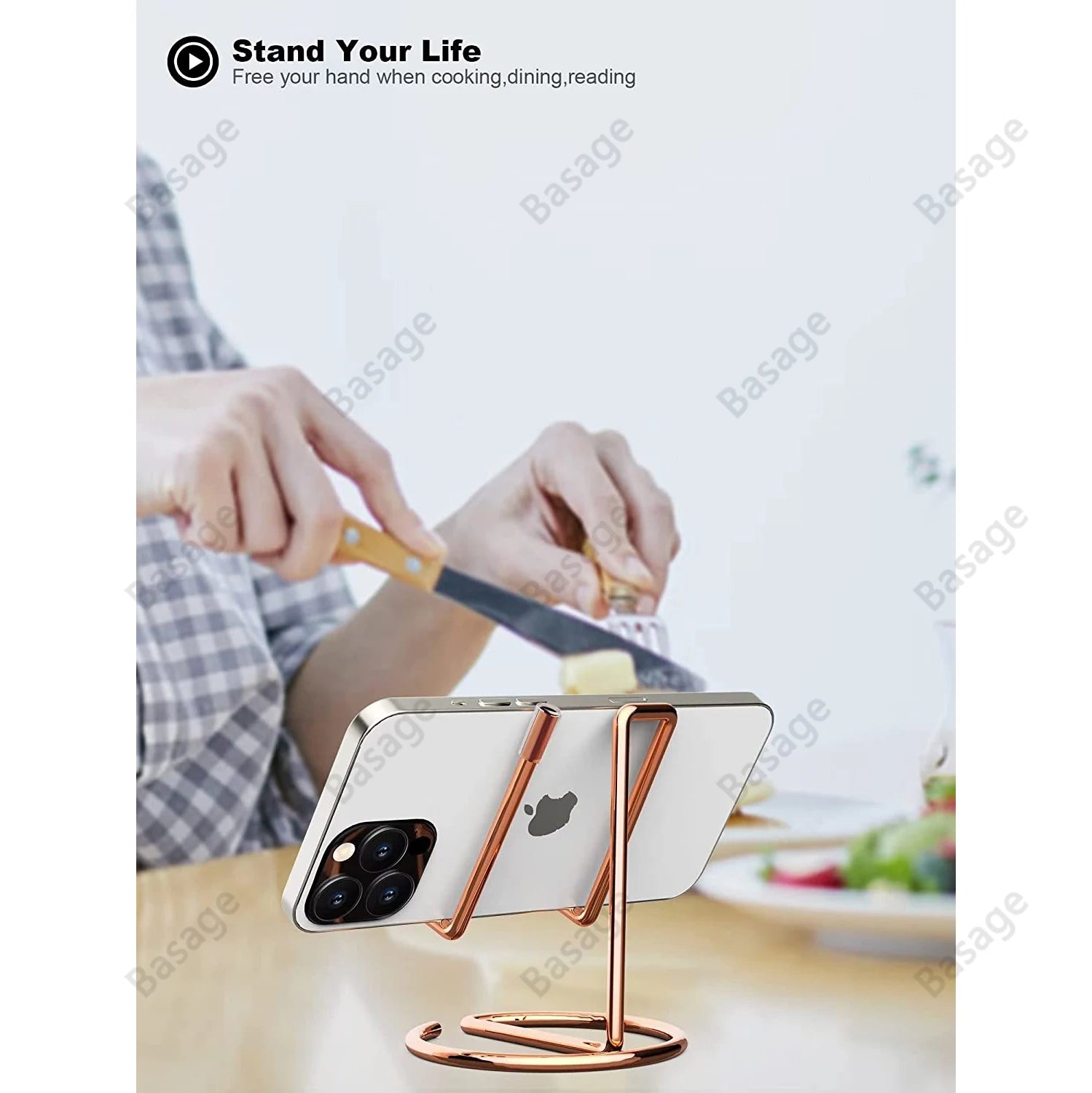Cell Phone Stand for Desk, Business Card Holder,Cute Metal Cell Phone Stand, Metal Wire Cellphone Cradle Dock for Phone Table