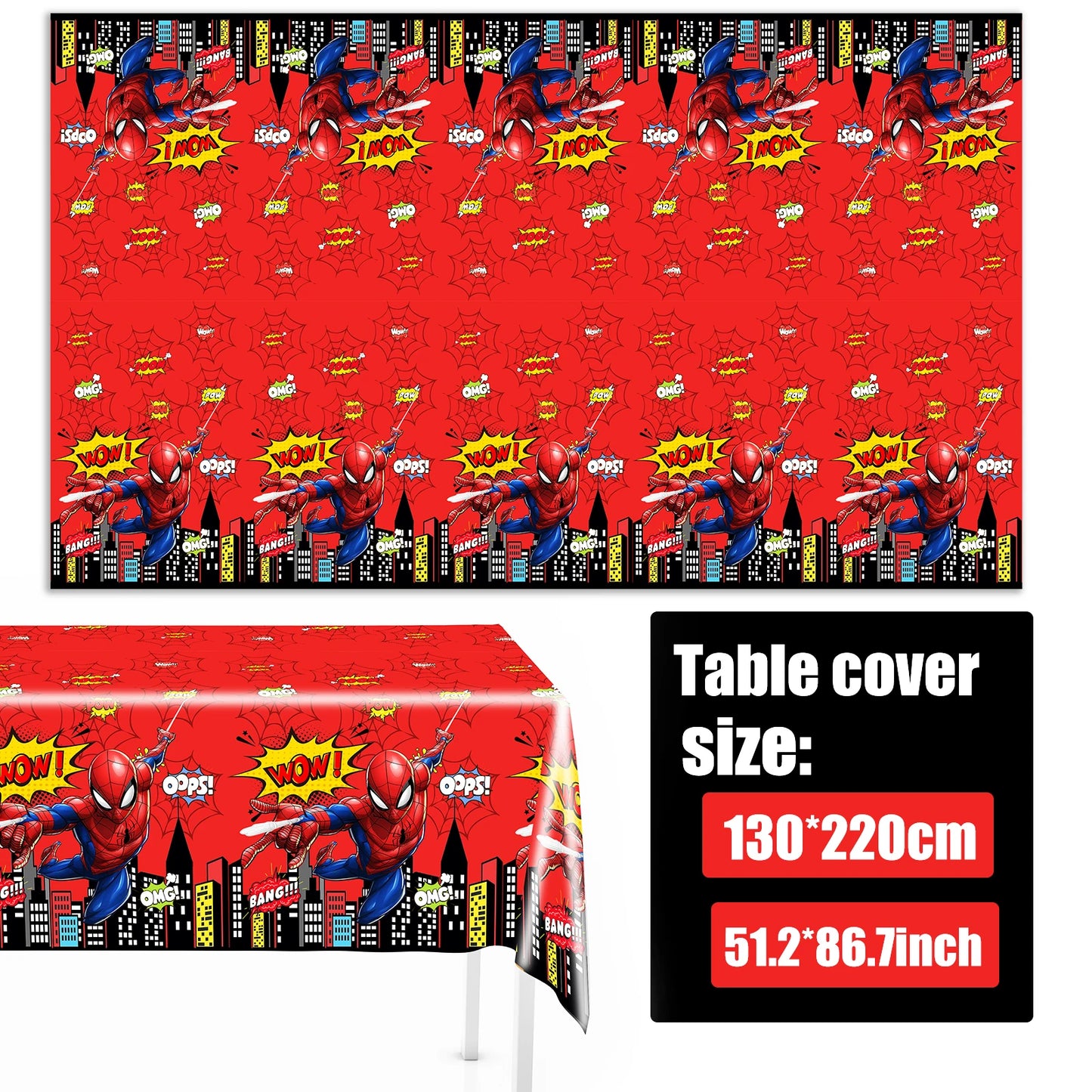 birthday party supplies, Spiderman tablecloth decorations, superhero party supplies, kids birthday party table cover, Spider-