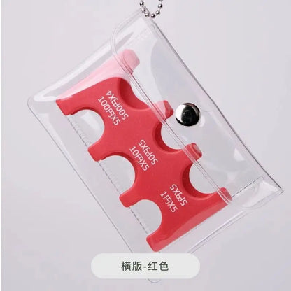 Japanese Coin Holder Wallet ,Coin Wallet,Mini Wallet,PVC Wallet,Portable Small Change Purse ,Transparent Card Case - Red