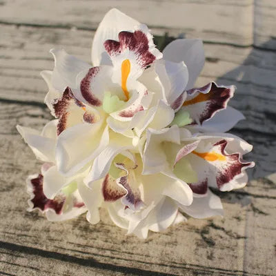 Autumn Decoration Vintage Orchid Silk Artificial Flowers Bouquet Wedding Party Home Decor Balcony Garden Outdoor Fake Flowers