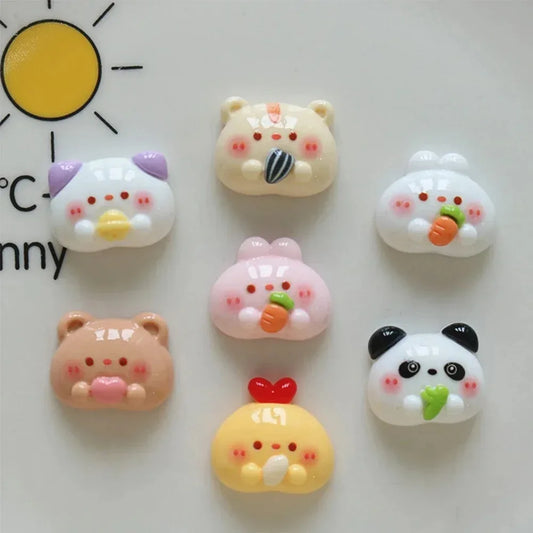 10PCS Shiny Feeding Animals Series Miniature Flat Back Resin Cabochons For Hairpin Scrapbooking DIY Home Decor Craft Accessor