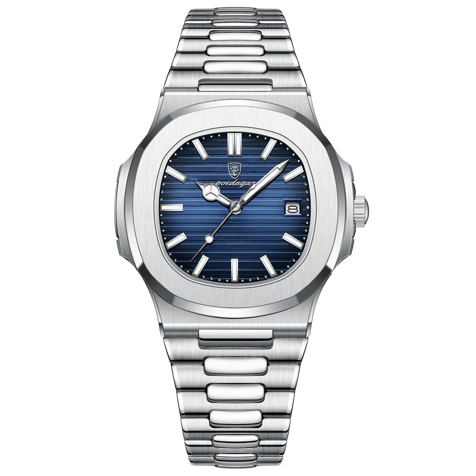 POEDAGAR Square Luxury Men Wristwatch Waterproof Luminous Date Stainless Steel Male Clock Business Sports Quartz Watches For 