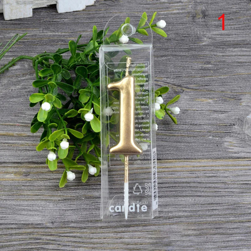 1Pcs Gold Happy Birthday Number Cake Candles 0 1 2 3 4 5 6 7 8 9 Cake Topper Kids Girls Boys Bar Baby Party Supplies Decorati