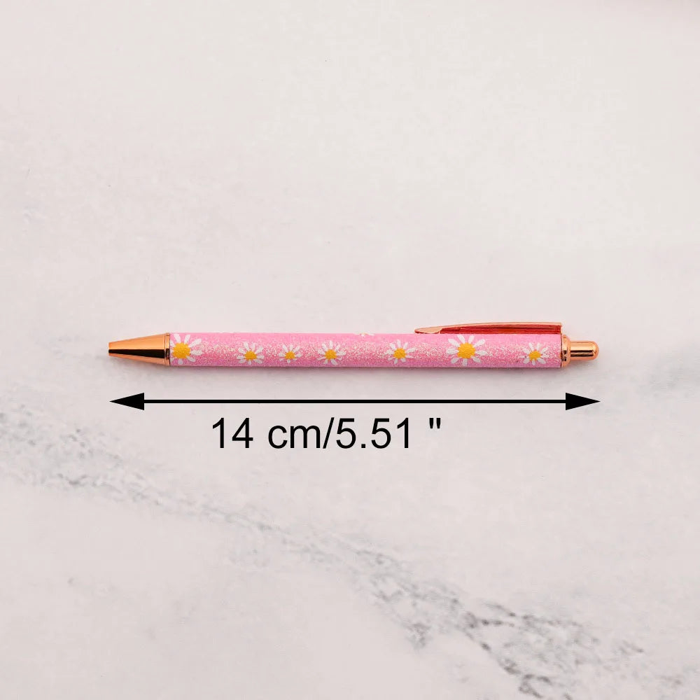 Ballpoint Pen, Metal Daisy Kawaii, 5 Pieces, For School, DIY Crafts