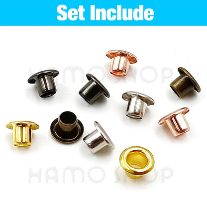 200pcs Metal Eyelet Gromment Kit Eyelet Punch Install Tool Set With Storage Box For LeatherCraft Shoes Belt Cap Bag Tags Clot