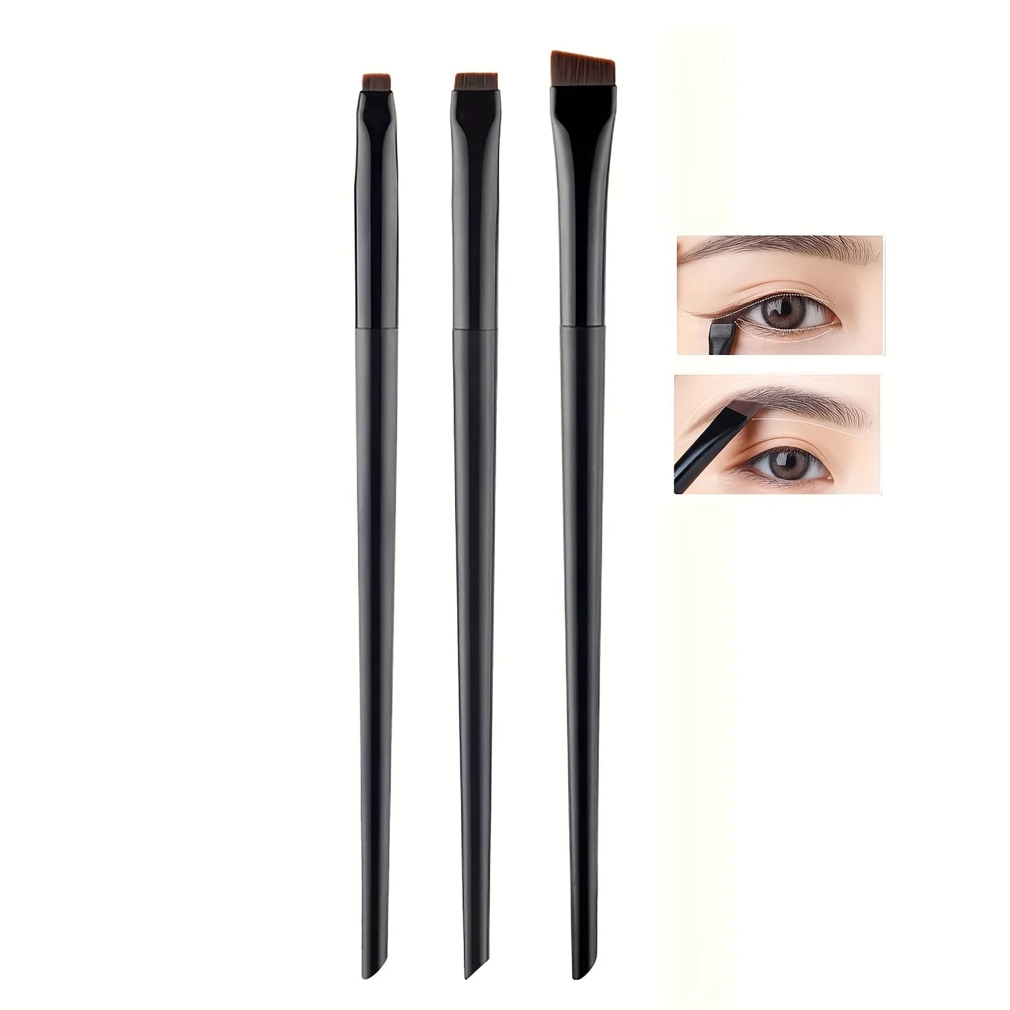 3pcs Makeup Brush Set, Blade Eyeliner Brush Fine Oblique Head Eyebrow Brush Outline Eyeliner Ultra-Thin Eye Shadow Brush Make
