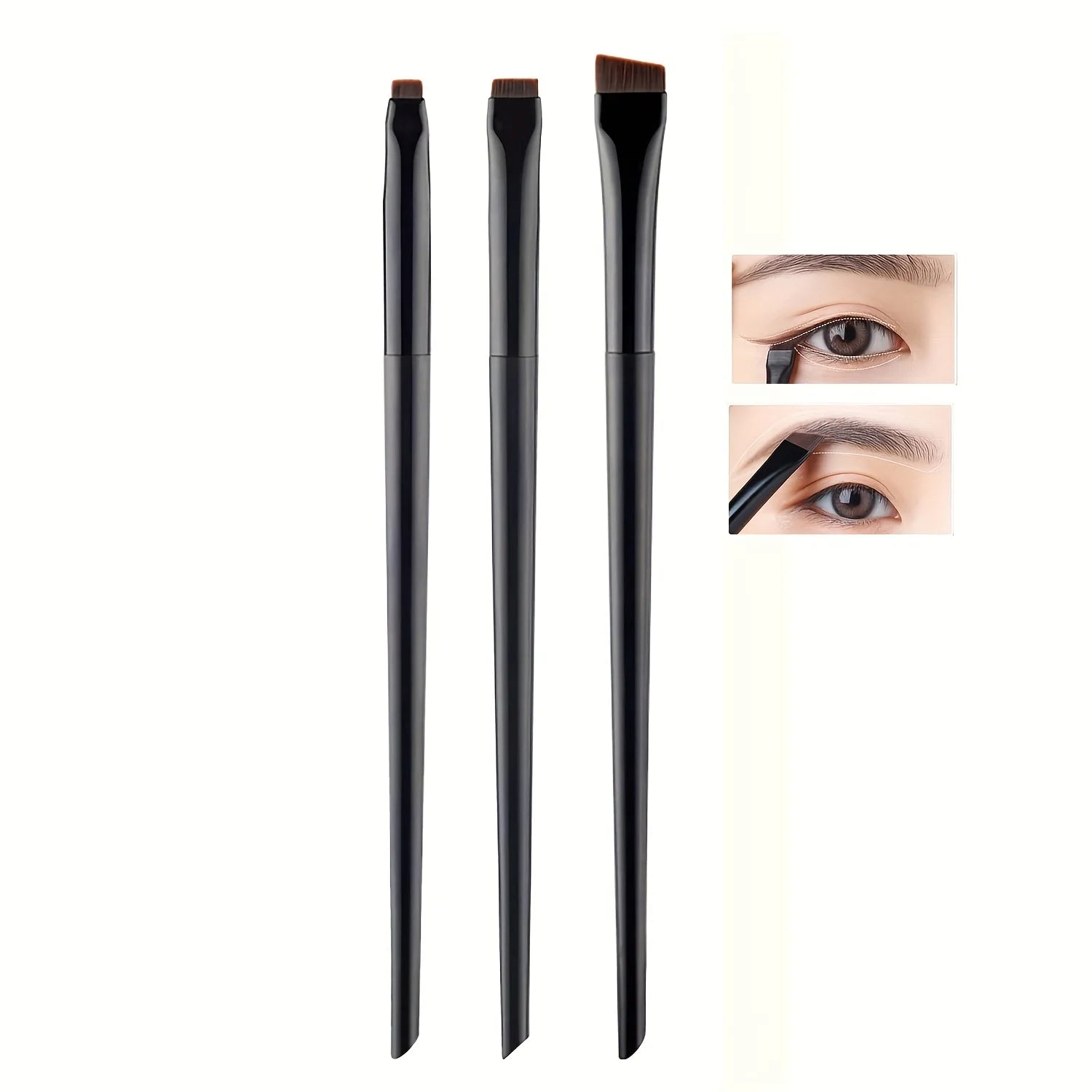 3pcs Makeup Brush Set, Blade Eyeliner Brush Fine Oblique Head Eyebrow Brush Outline Eyeliner Ultra-Thin Eye Shadow Brush Make