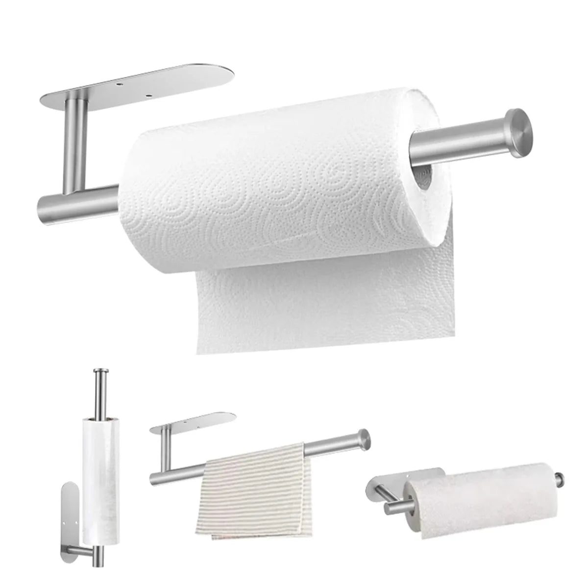 Adhesive Toilet Paper Holder Stainless Steel Tissue Hanger Waterproof Toilet Paper Stand Bathroom Accessories Paper Towels Ho