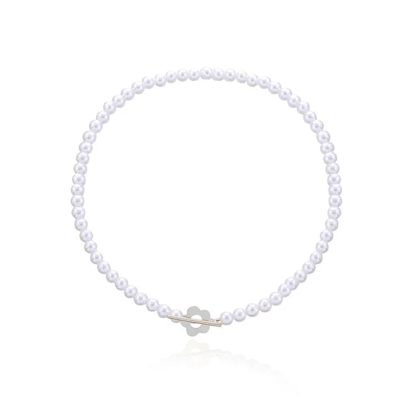 LATS 2022 Fashion Luxury OT Buckle Crystal Glass Bead Chain Choker Necklace for Women Flower Lariat Lock Collar Necklace Gift