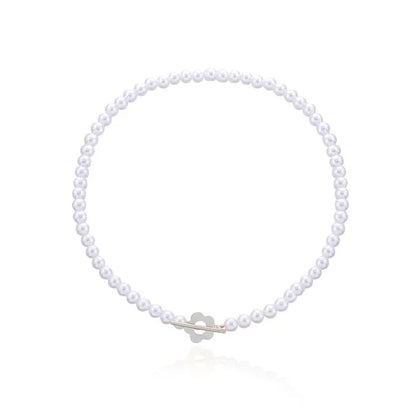 LATS 2022 Fashion Luxury OT Buckle Crystal Glass Bead Chain Choker Necklace for Women Flower Lariat Lock Collar Necklace Gift