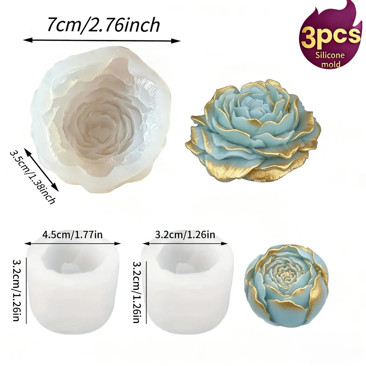 Lotus Flower Silicone Mold，For resin crafting - Suitable for candles、DIYCrafts、Valentine's Day、Mother's Day、Christmas Decorat