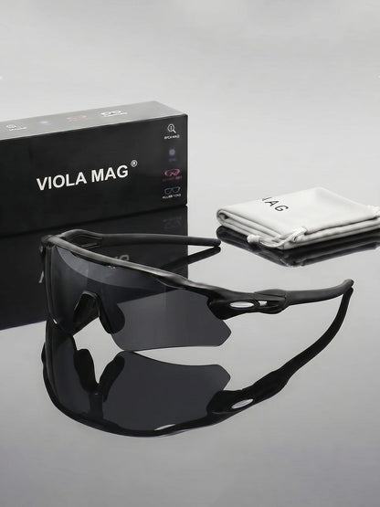 VIOLA MAG Integrated Half Frame Sunglasses, Color Film Unisex for Daily Travel Decoration, Anti Slip, with Mirror Bag