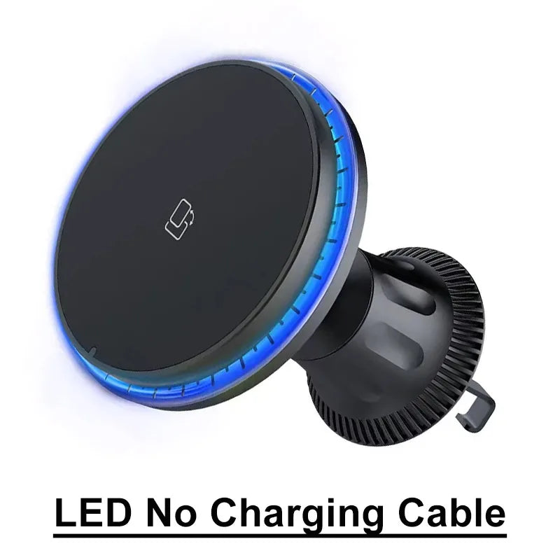 30W Magnetic Car Wireless Chargers RGB LED Light For iPhone 12 13 14 15 Pro Max Phone Holder Stand Mount Fast Charging Statio