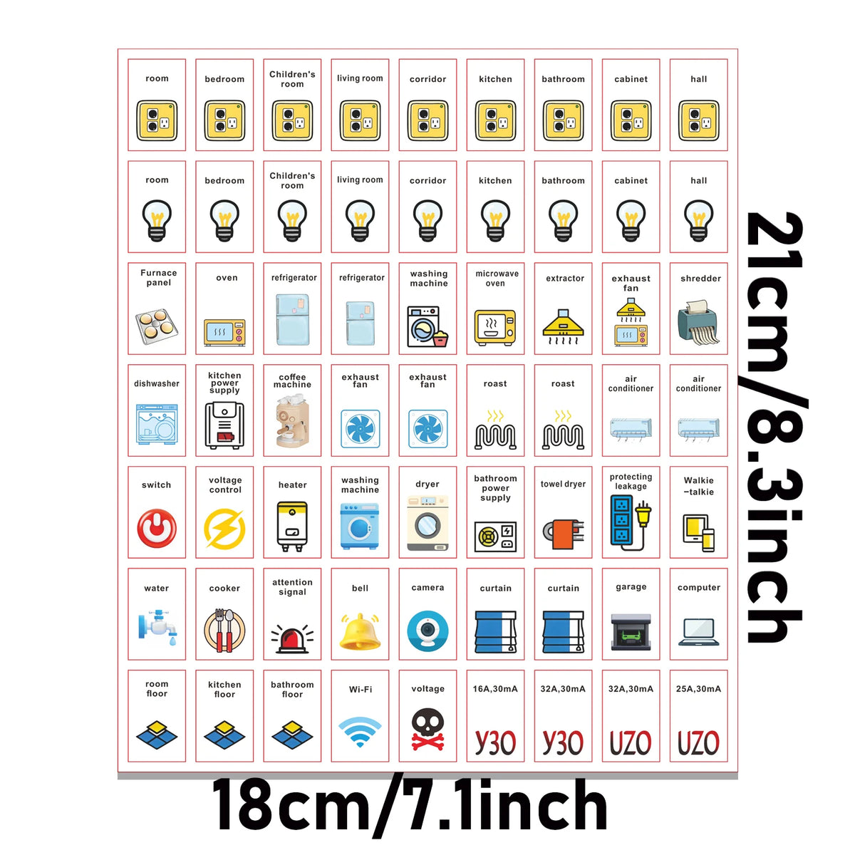 Label Stickers for Electric Meter Boards, Switch Label Sticker Set, Electrical Panel Label Stickers,Panel Labels Stickers