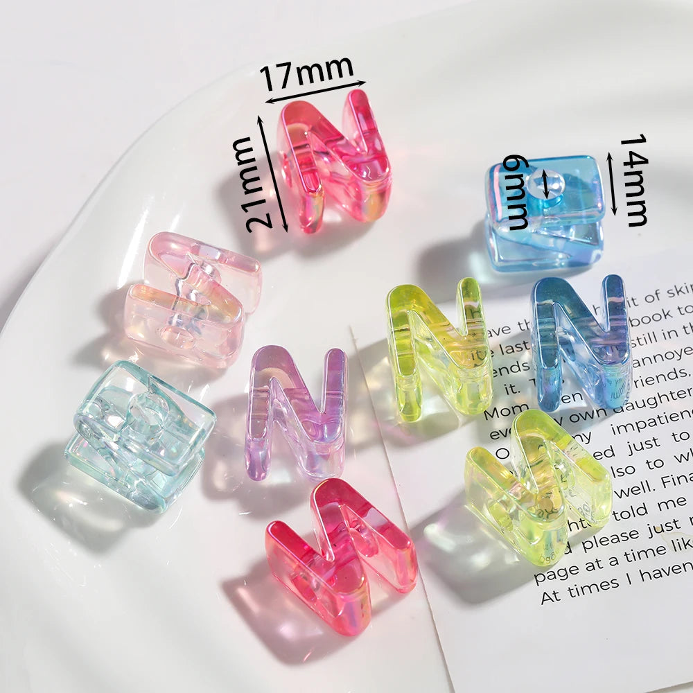 5pcs/lot Multicolour Random Letter Beads Acrylic Transparent Alphabet Bead For Jewelry Making DIY Necklace Keychain Accessori