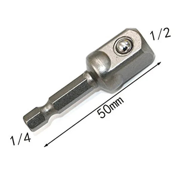 Chrome Vanadium Steel Socket Adapter Set Hex Shank 1/4" 3/8" 1/2" Extension Drill Bits Bar Set Power Tools TF003 - 1pc 1 2