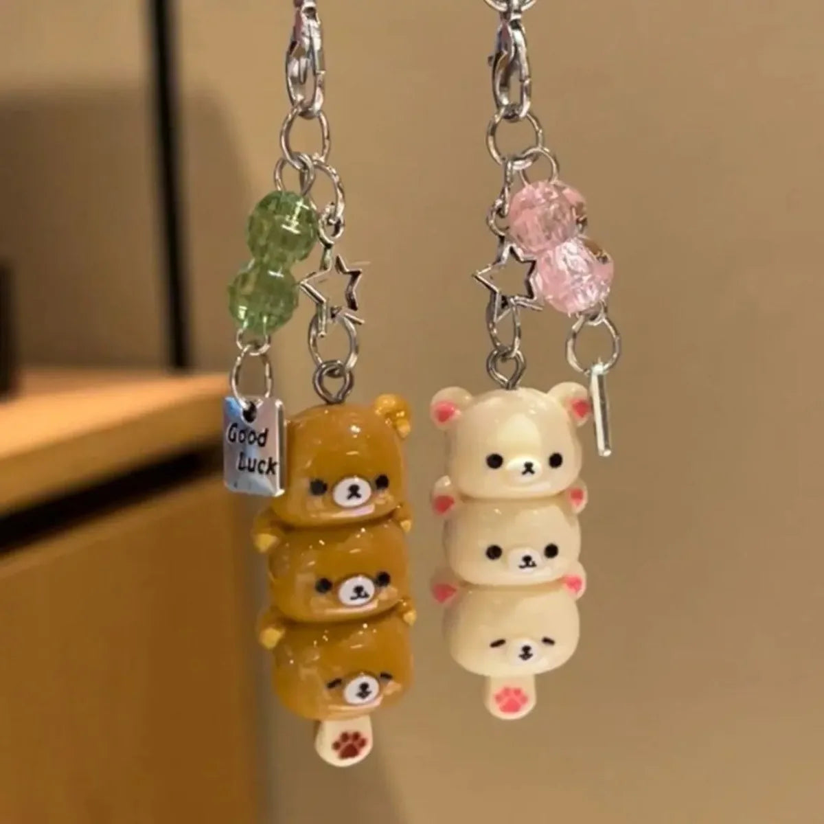Cute Bear Phone Charms Pendant Kawaii Anime Keychain Accessories for Keys Schoolbag IPhone17 Pro Max Airpods Ins