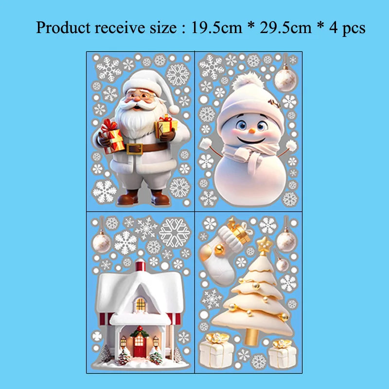 Christmas Snowman Snowflake Santa Claus Wall Sticker New Year Glass Window Decoration Mural Room Home Decor Electrostatic Dec