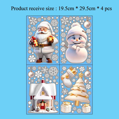Christmas Snowman Snowflake Santa Claus Wall Sticker New Year Glass Window Decoration Mural Room Home Decor Electrostatic Dec