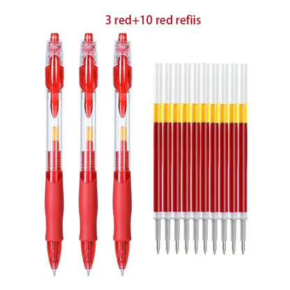 13/30pcs Retractable Gel Pens Set Black/Red/Blue Ink Ballpoint for Writing Refills Office Accessories School Supplies Station