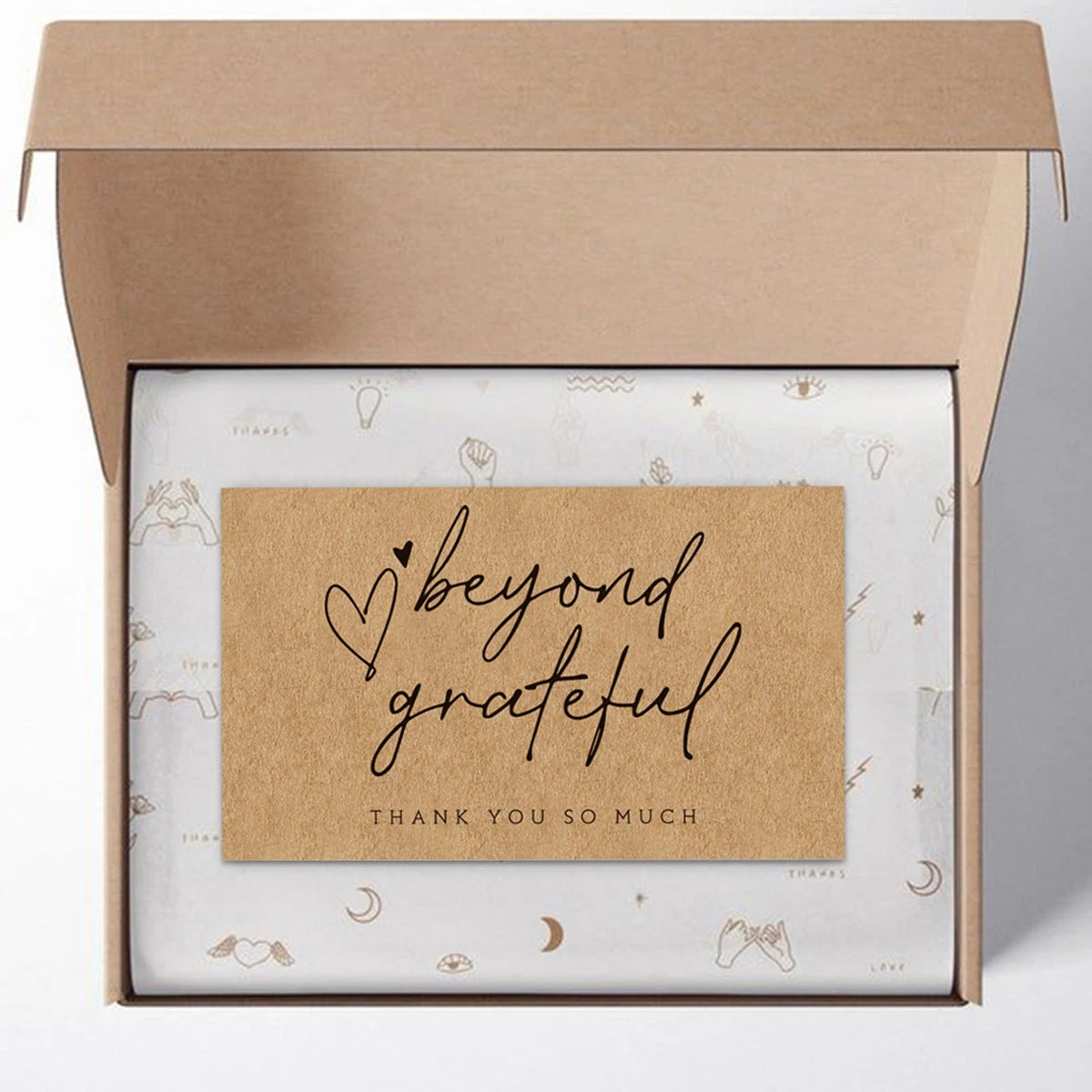 50pcs Natural Kraft Paper Thank You Cards for Small Business Appreciation Enterprise Thank You For Your Order Card Greeting C