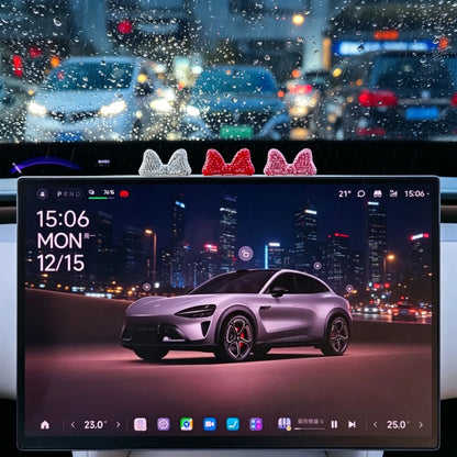 Computer Display Screen Decorative Diamond Bow Car Display Central Control Mini