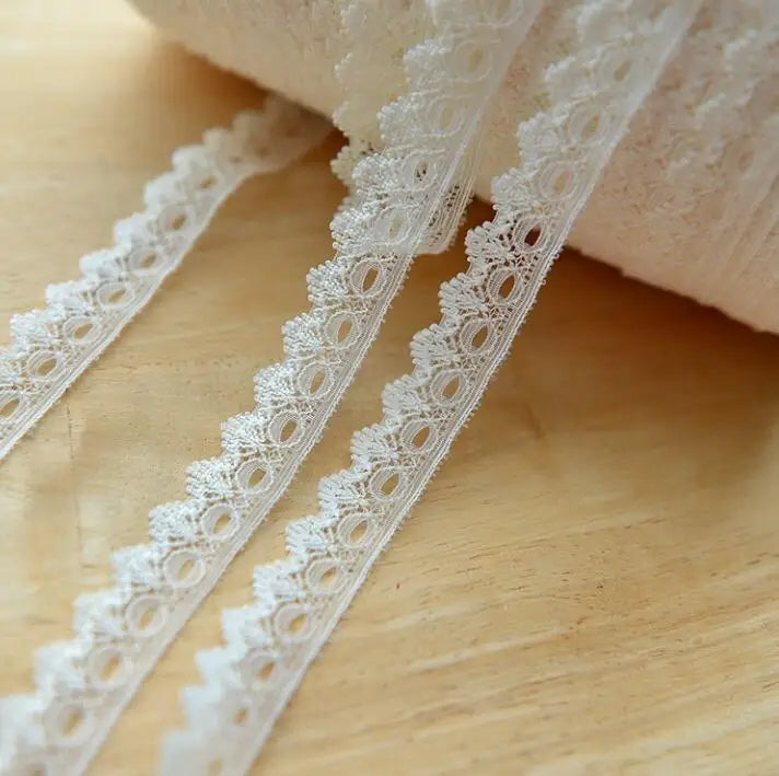 10 Meters Lace Ribbon Tape Ivory Smooth Lace Trim DIY Embroidered Lace Trimmings for Sewing Accessories Packing Decoration