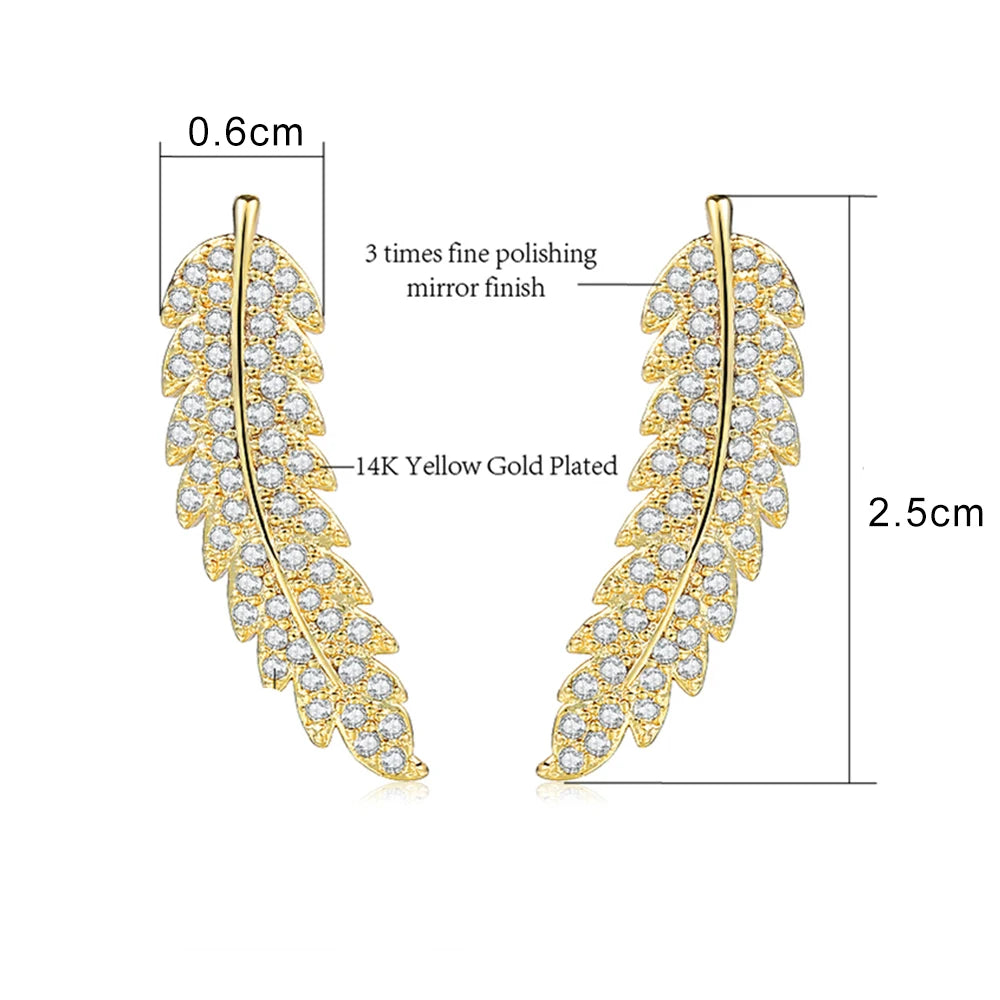 Angle Wing Ear Cuff Climbing Earrings for Women Shiny Zirconia Rose Gold Color Crystal Ear Accessories Female Gift Jewelry E7