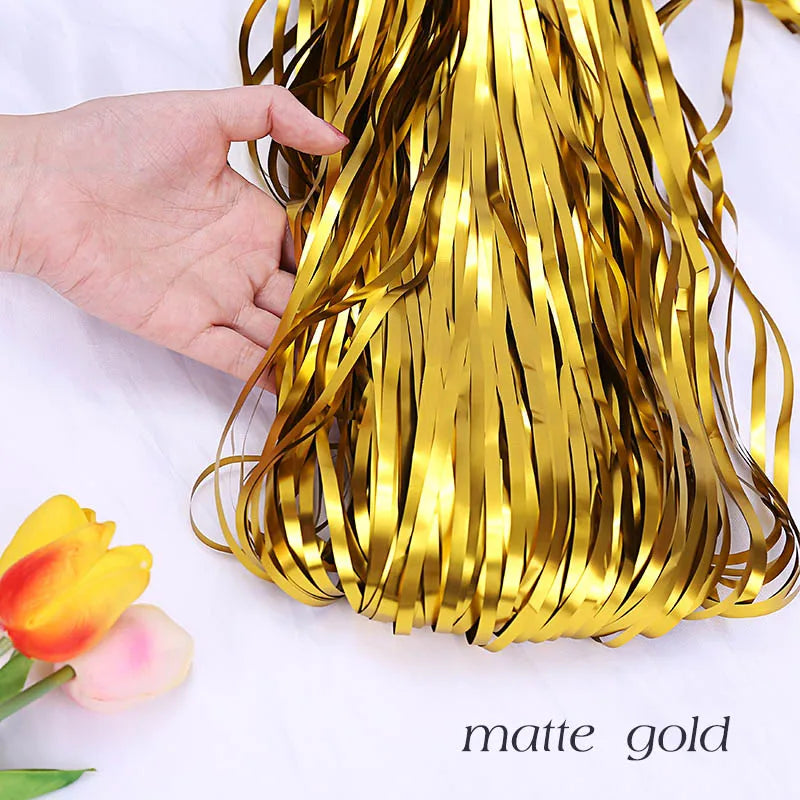 Top Matte Birthday Party Decoration Backdrop Foil Tassel Fringe Curtain Kids Adult Photo Booth Baby Shower Wedding Matte Drap