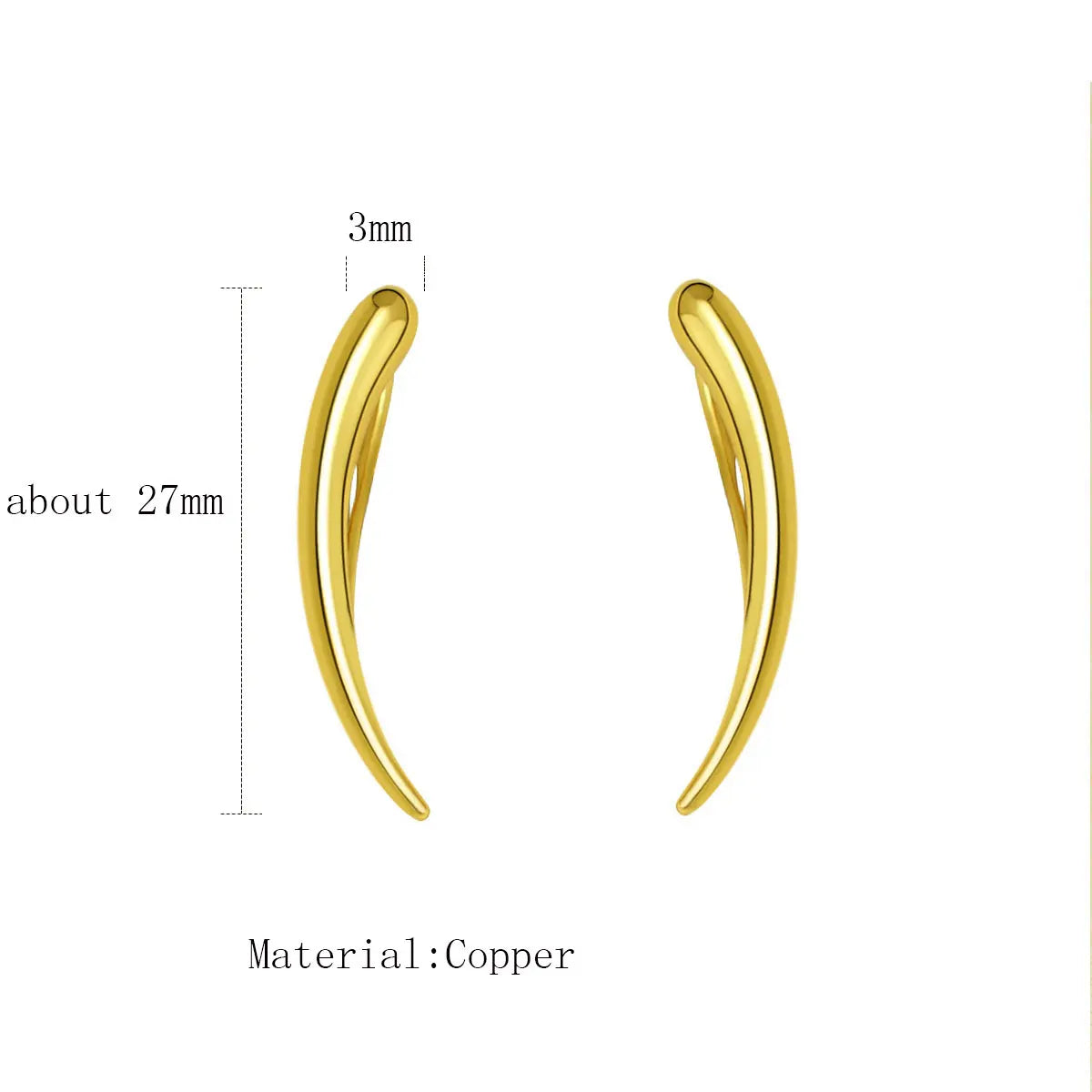 Long Dipper Ear Hook Clip on Earrings for Women Moon Curved Metal Ear Climbing Ear Cuff Piercing Earrings Fashion Jewelry Gif