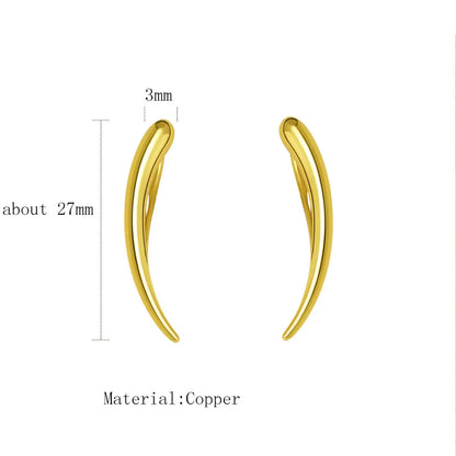 Long Dipper Ear Hook Clip on Earrings for Women Moon Curved Metal Ear Climbing Ear Cuff Piercing Earrings Fashion Jewelry Gif