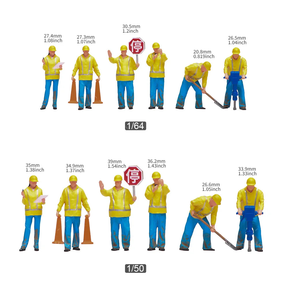 Diorama Figures 1/64 1/50 Construction Team Construction Workers Doll Set Figure Model Decoration Scene Car Toys
