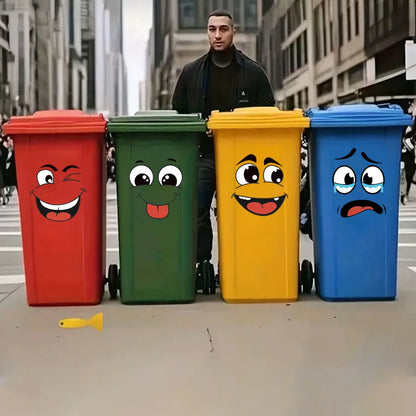 4 sheets/Set Cartoon Face Stickers,Self-Adhesive, Plastic Surface Compatible,Home Decoration Suitable for Trash Can, oilet De