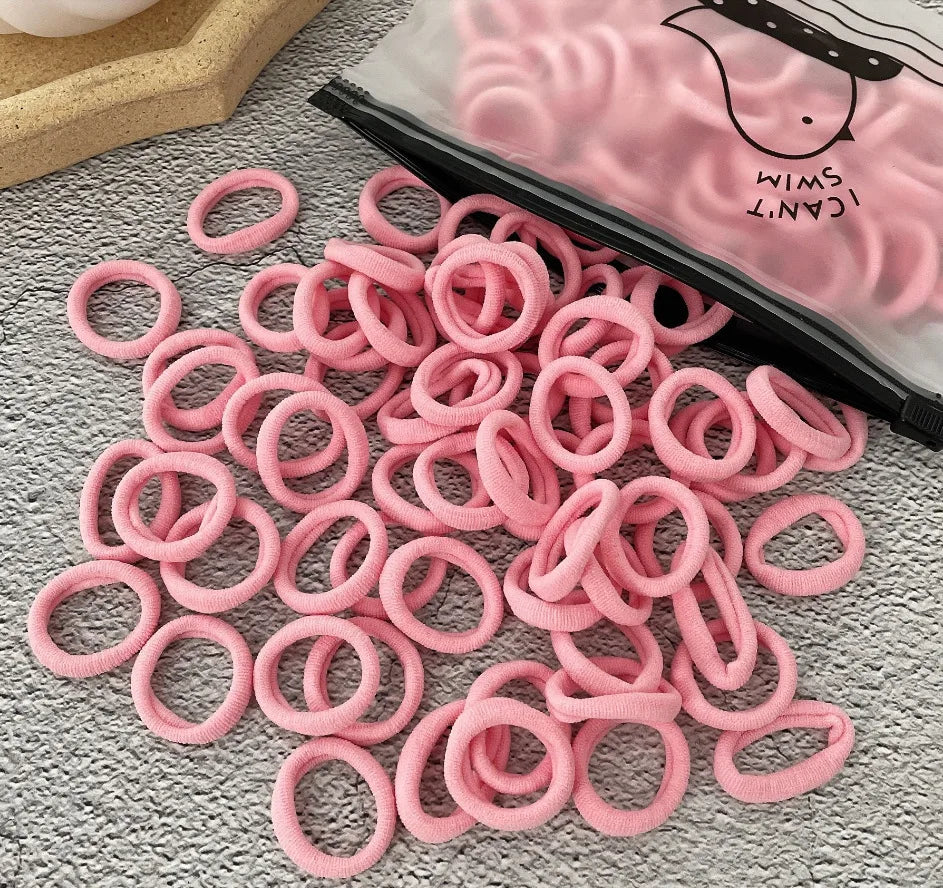50/100Pcs Colorful Nylon Hair Bands for Children Scrunchie Hair Ties Rubber Band Kids Elastic Hair Leagues Girl Hair Accessor