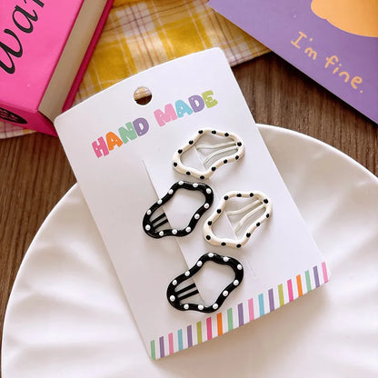 Rhinestone Vintage Polka Dot Star Hair Clips Set Japanese Sweet Girlish Heart Geometric Flyaway BB Clips Kids Versatile Hairp