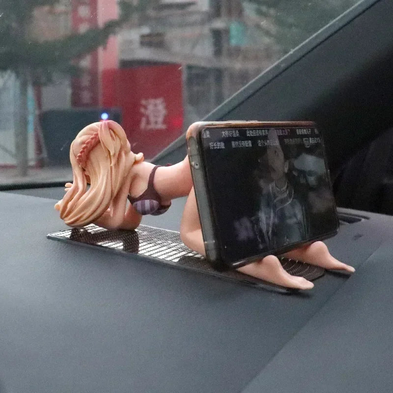 Car Dashboard Decoration Phone Holder Bikini Beach Girl Cartoon Anime Cute Kanako Chest Shaking Ornaments Interior Decor
