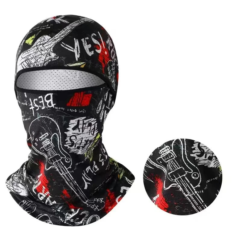 Summer Cool Ice Silk Balaclava - Full Face Cover with UV Protection for Cycling, Motorcycle & Outdoor Sports - Black (Style B