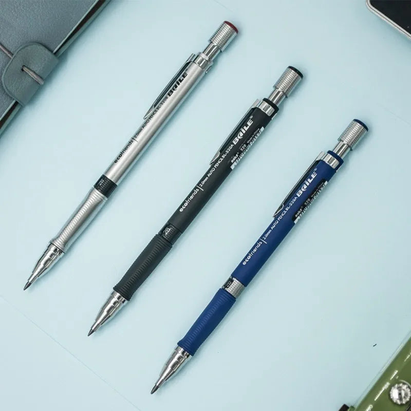 Mechanical Pencil Set 2.0 mm with 2B Black/Colors Lead Refill For Writing Sketching Art Drawing Painting School Automatic Pen